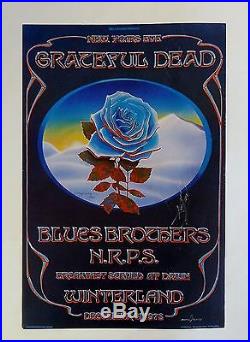 Winterland Closing Blue Rose Original Poster Signed Mouse/Kelley Grateful Dead